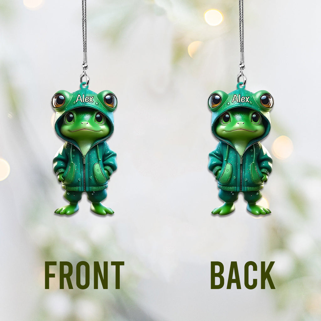 Grenouille verte mignonne - Ornement de voiture grenouille personnalisé