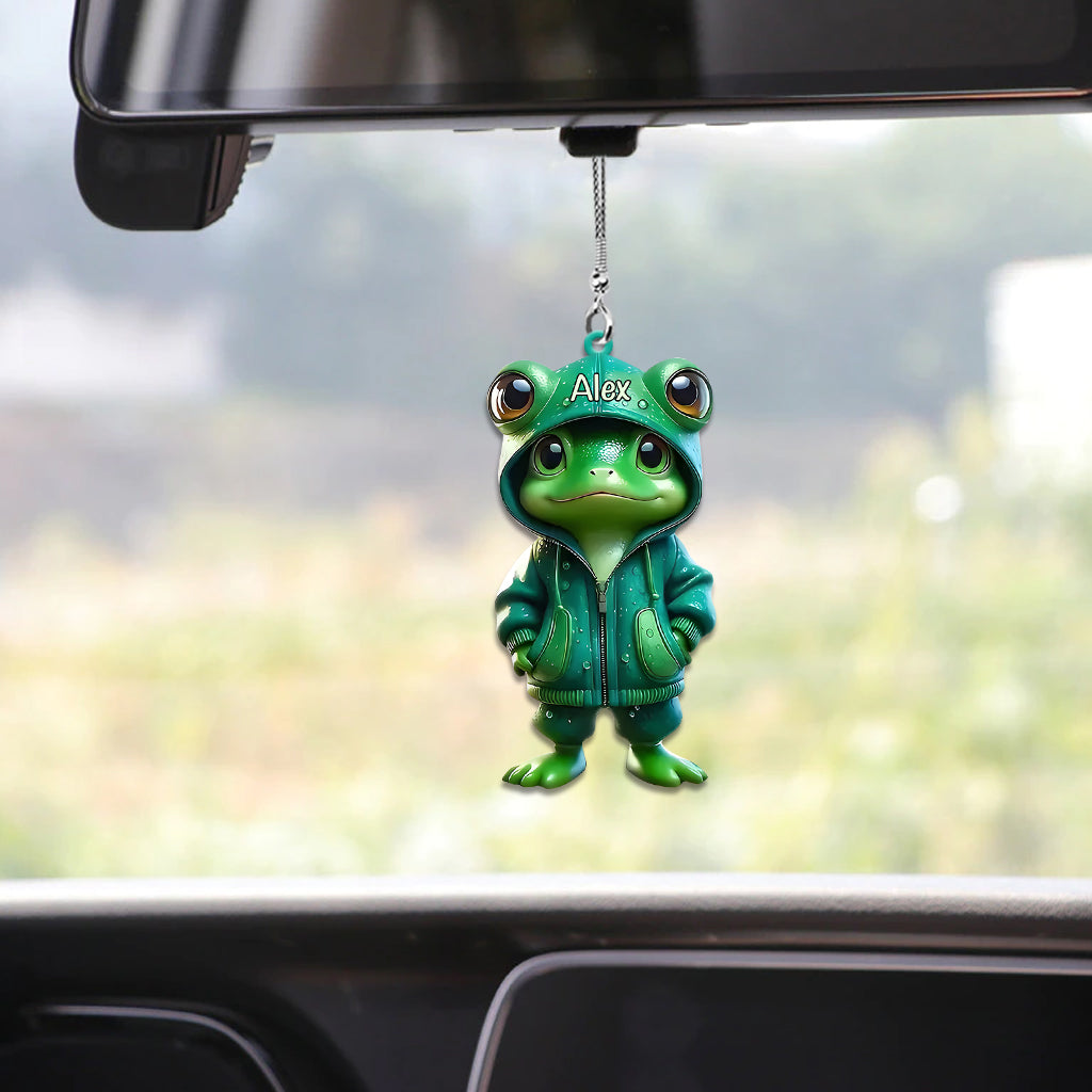 Grenouille verte mignonne - Ornement de voiture grenouille personnalisé