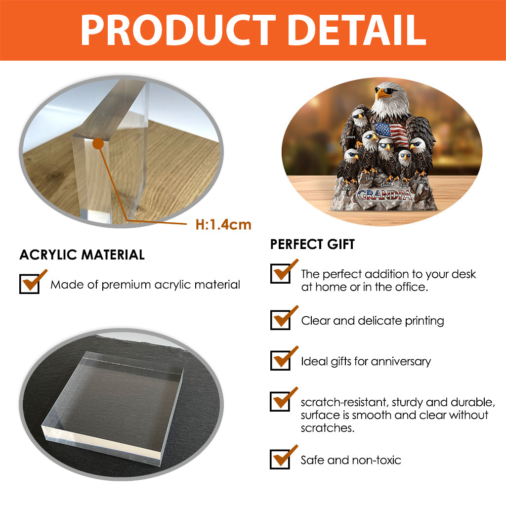 Strong Papa - Personalized Father Custom Shaped Acrylic Plaque