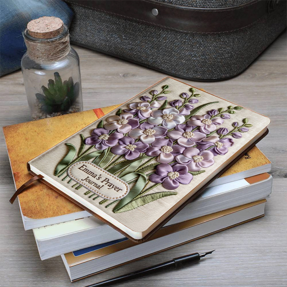 Custom Birth Flower & Name - Personalized Christian Leather Journal