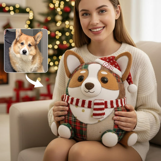 Couverture de Noël pour animaux de compagnie - Coussin personnalisé en fausse fourrure en forme de chien