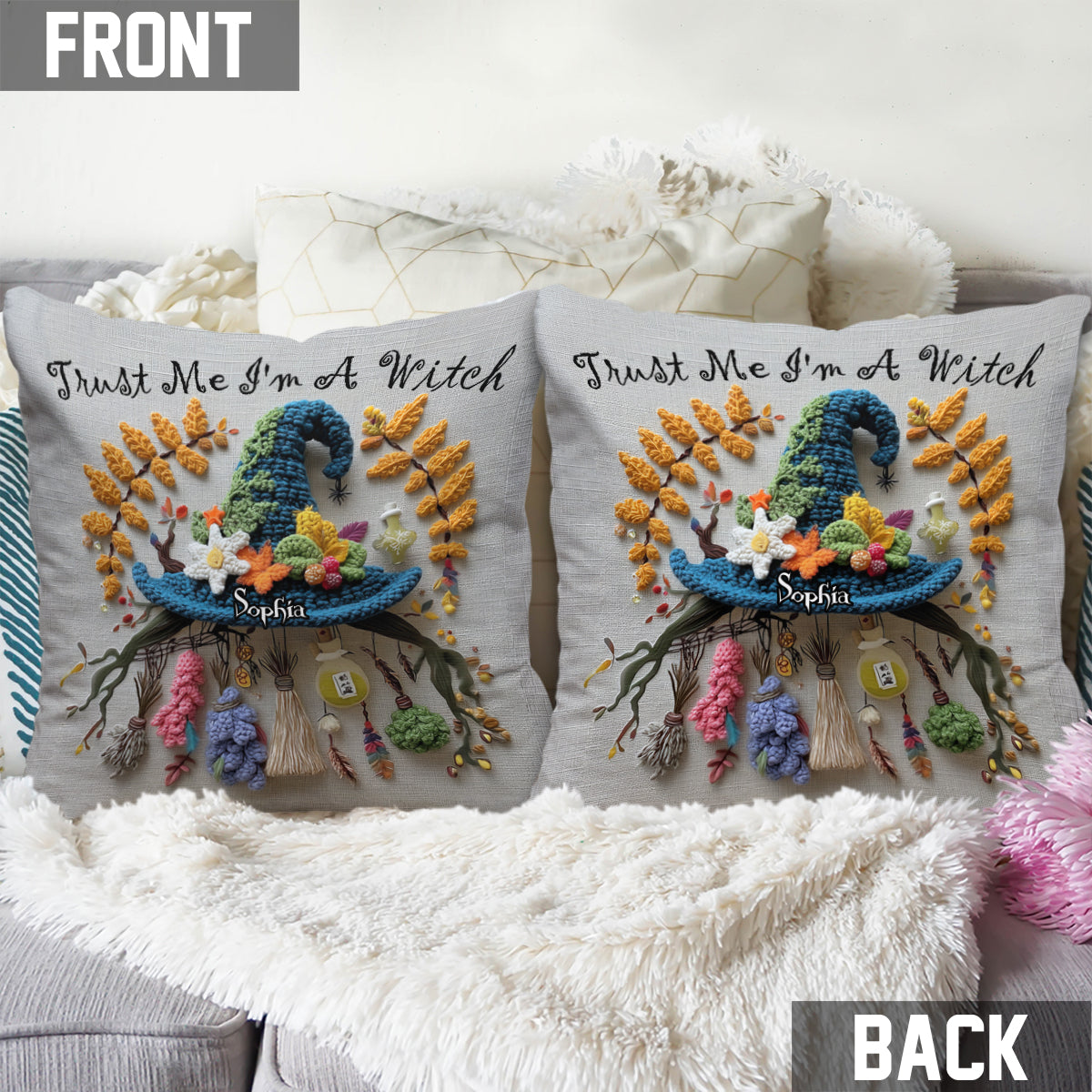 Trust Me I'm A Witch - Personalized Witch Throw Pillow