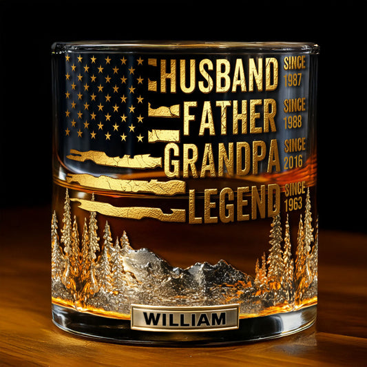 Légende Mari Père Grand-père, Cadeau pour lui - Verre à whisky personnalisé Grand-père