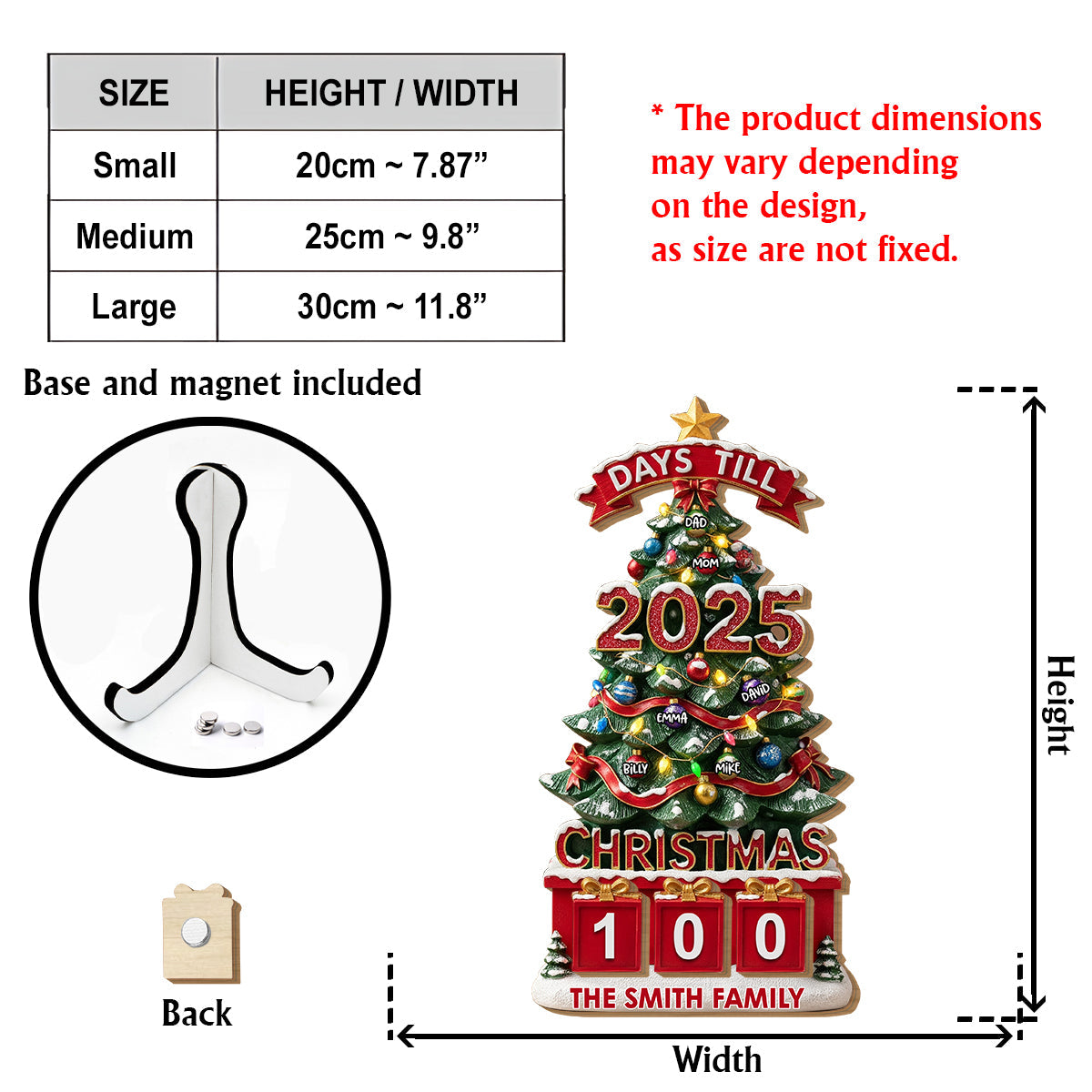 Christmas Countdown - Personalized Family Interchangeable Plaque