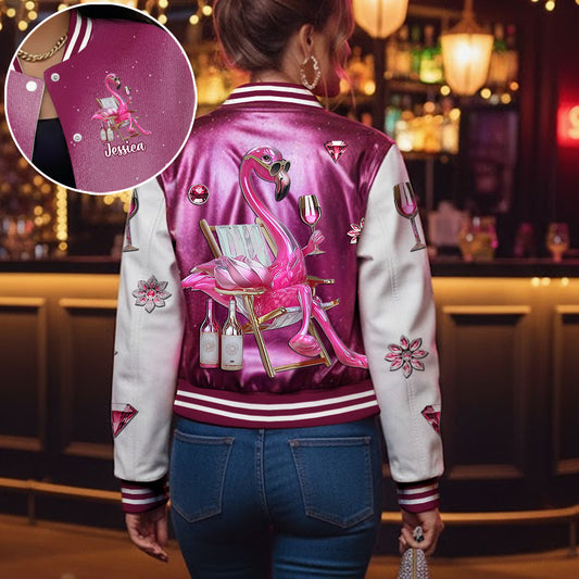 Soyez un flamant rose parmi les pigeons - Veste universitaire personnalisée flamant rose