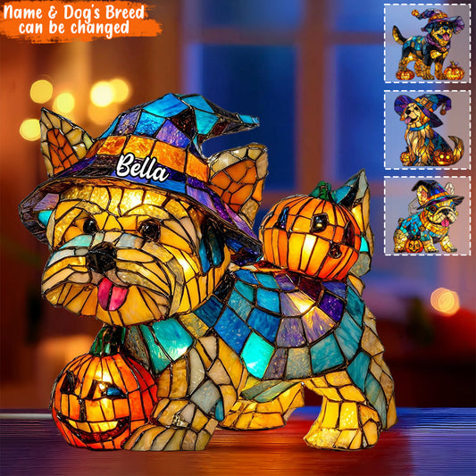 Veilleuse LED personnalisée pour chien en acrylique « Spooky Time »