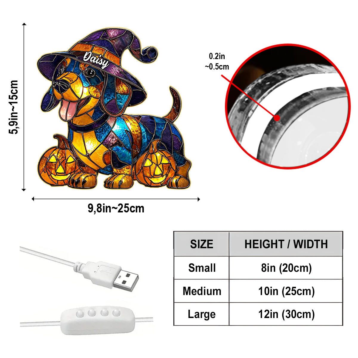 Veilleuse LED personnalisée pour chien en acrylique « Spooky Time »