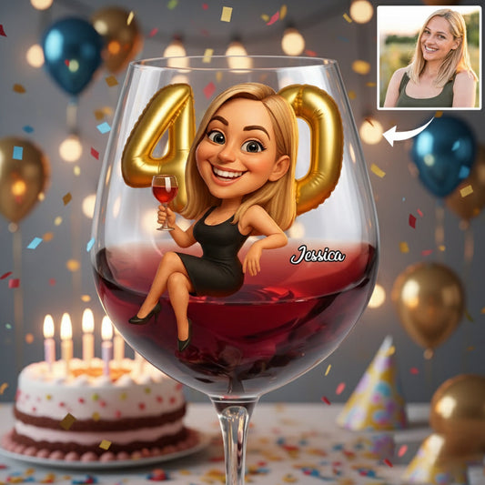 Anniversaire d'une femme - Verre à vin personnalisé à longue tige