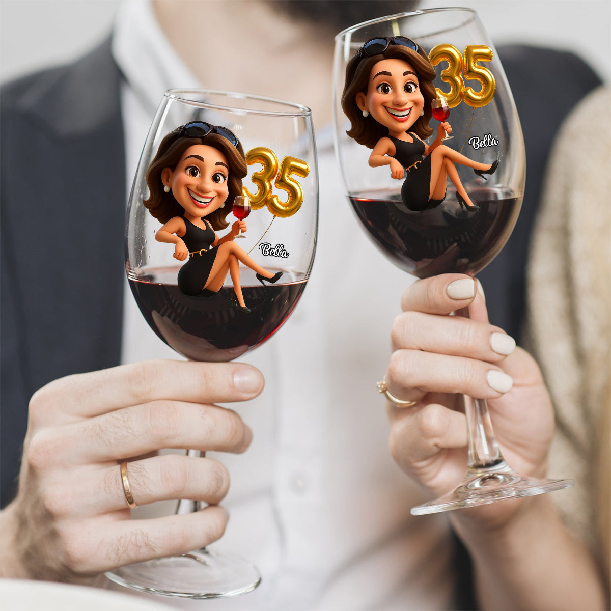 Anniversaire d'une femme - Verre à vin personnalisé à longue tige