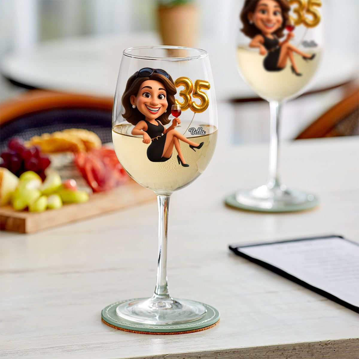 Anniversaire d'une femme - Verre à vin personnalisé à longue tige