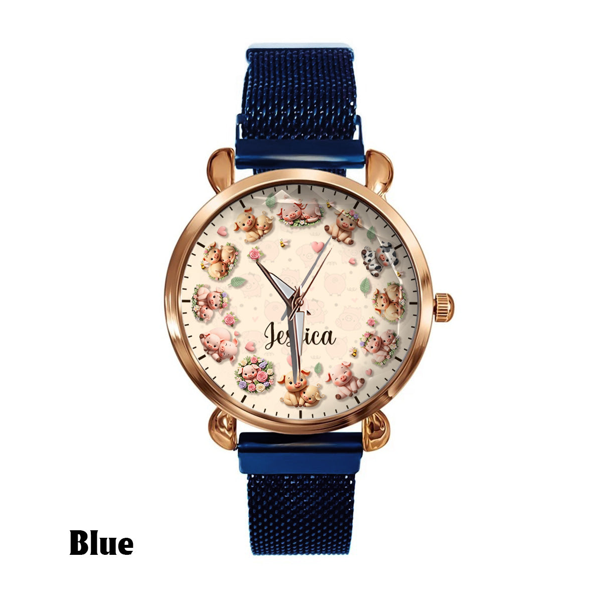 La vie est plus belle avec des cochons - Montre-bracelet personnalisée pour femme amoureuse des cochons 
