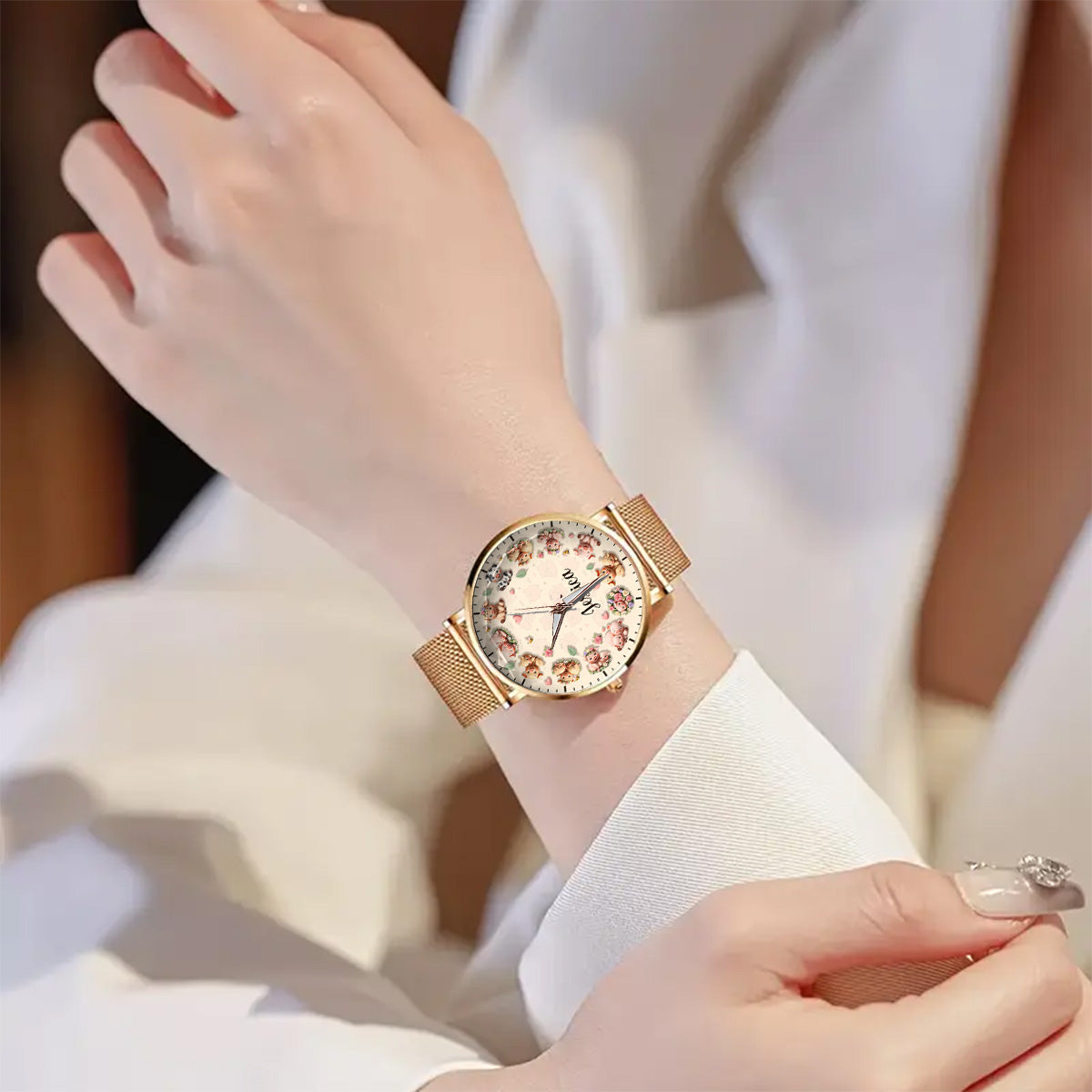 La vie est plus belle avec des cochons - Montre-bracelet personnalisée pour femme amoureuse des cochons 