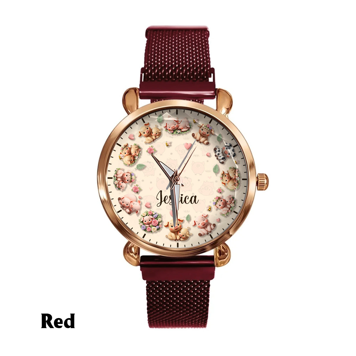 La vie est plus belle avec des cochons - Montre-bracelet personnalisée pour femme amoureuse des cochons 