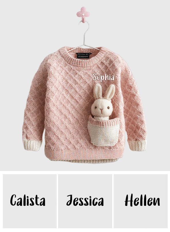 Pull moche personnalisé pour enfant avec poche lapin