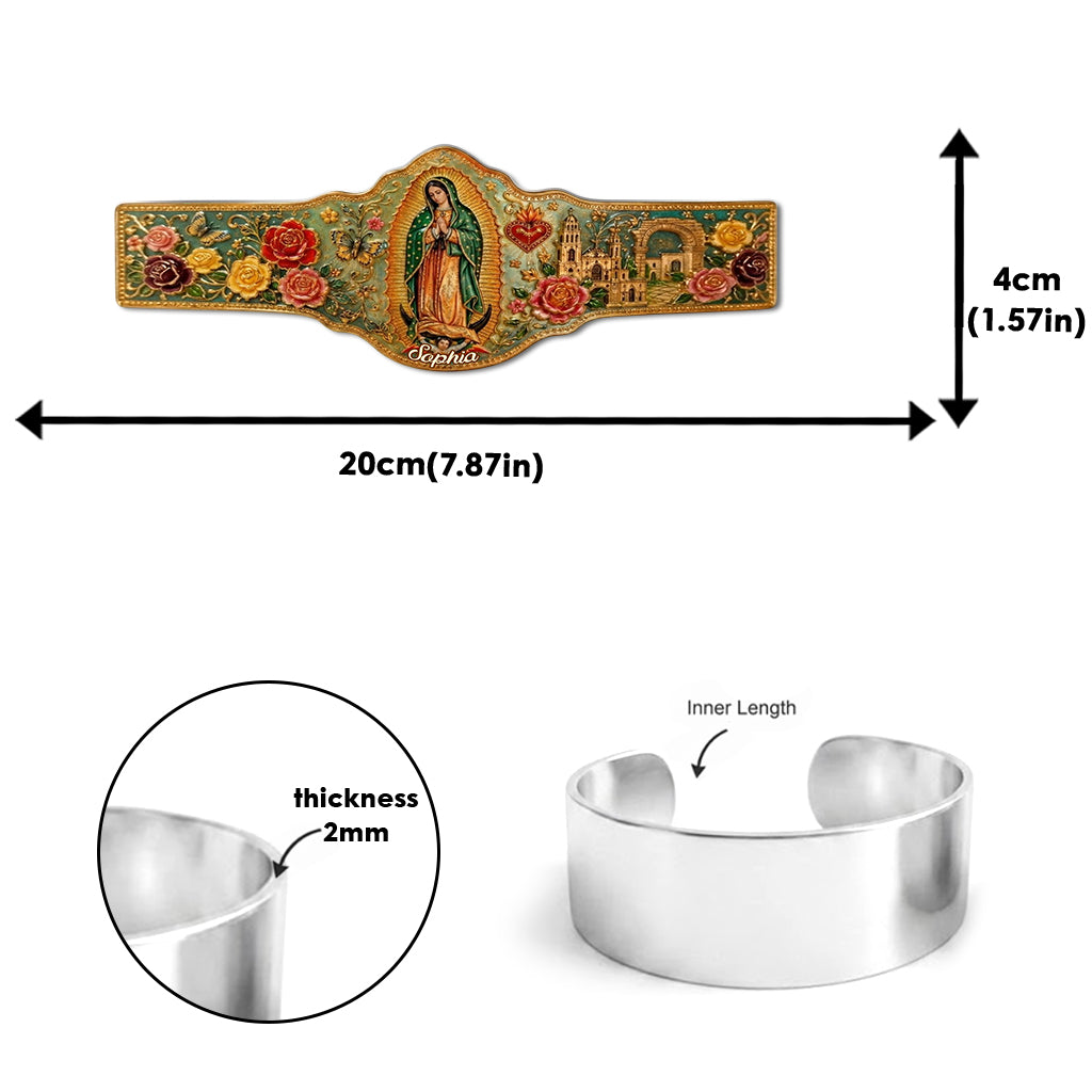 Déesse Mexicaine, Guadalupe - Bracelet en Cuir Chrétien Personnalisé