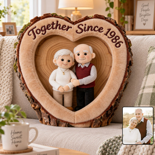 Coussin en Fourrure Synthétique Personnalisé - Couple