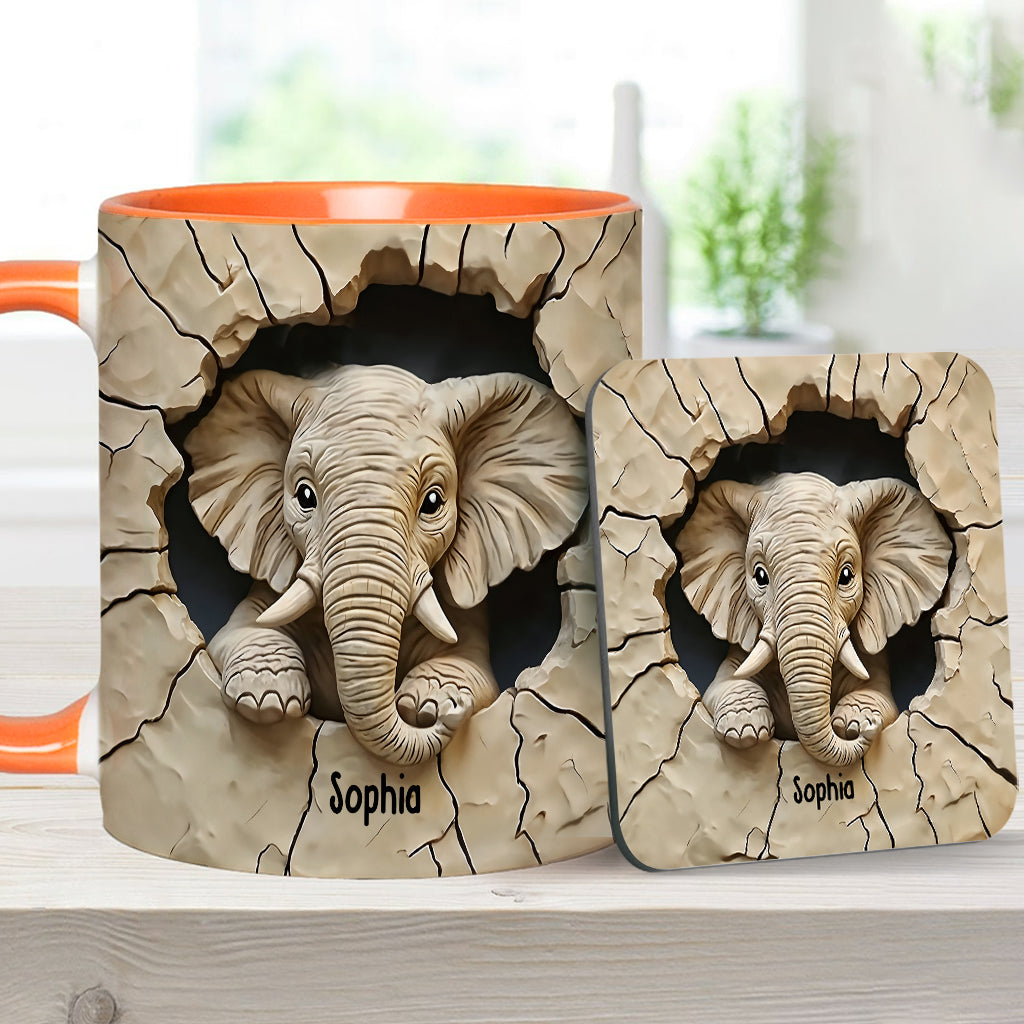 Love Elephant - Personalized Elephant Accent Mug