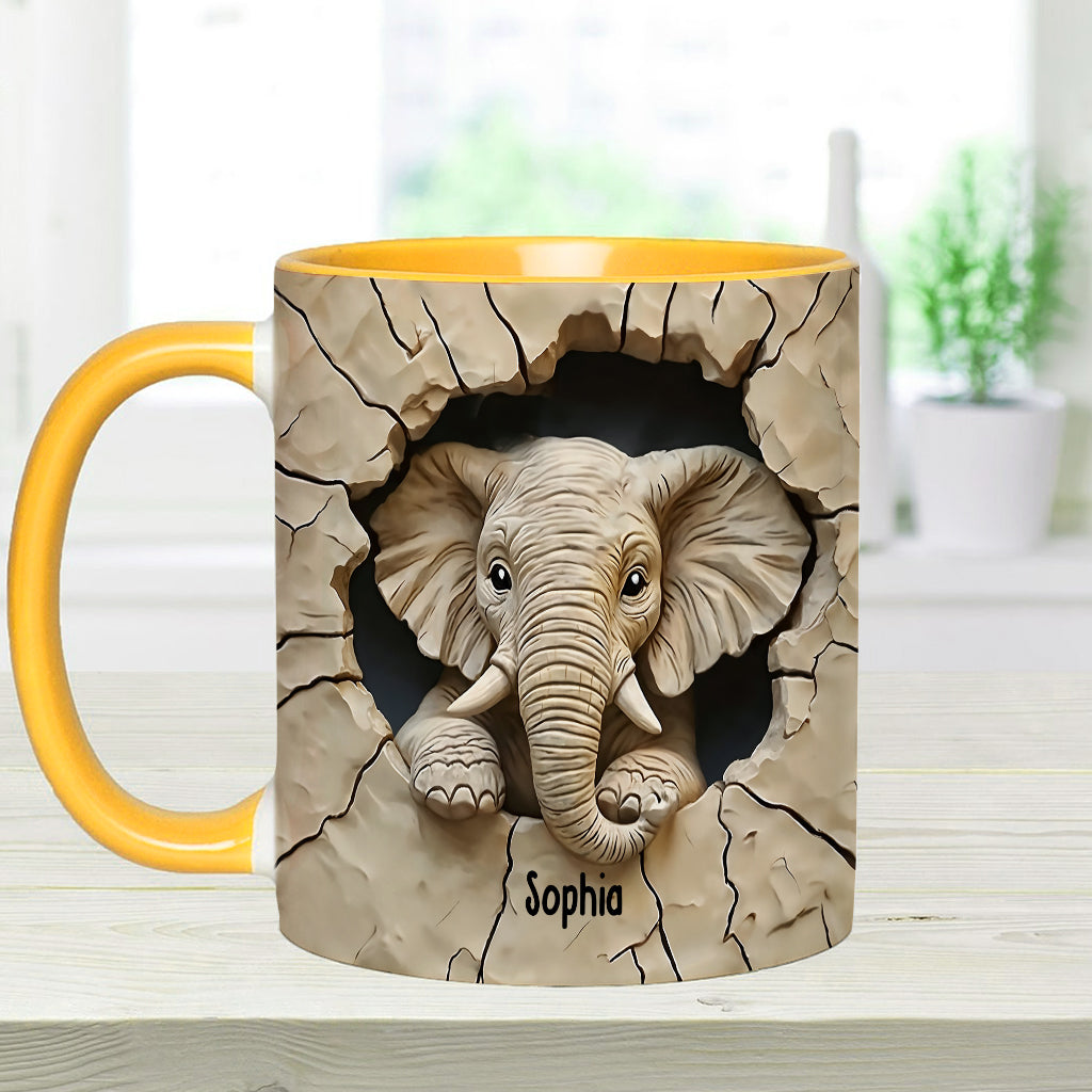 Love Elephant - Personalized Elephant Accent Mug