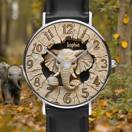Montre-bracelet personnalisée Love Elephant - Éléphant