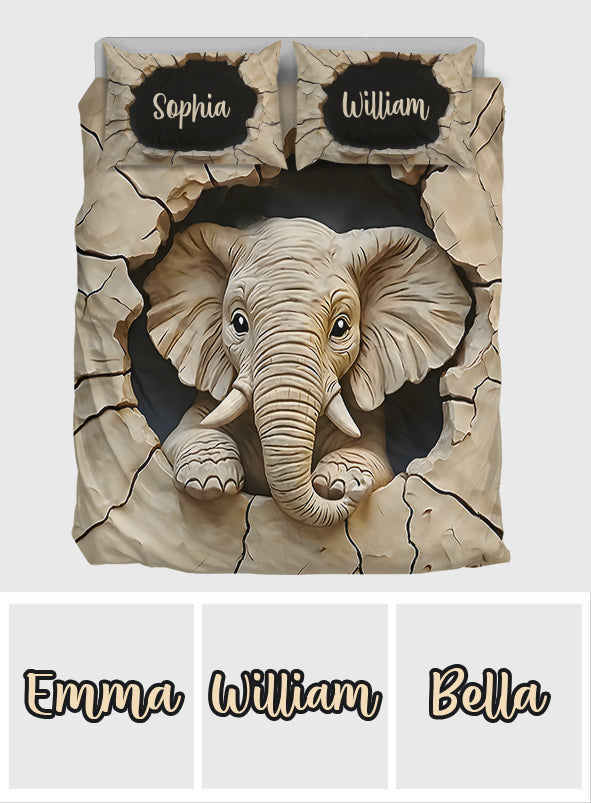 Love Elephant - Personalized Elephant Bedding Set