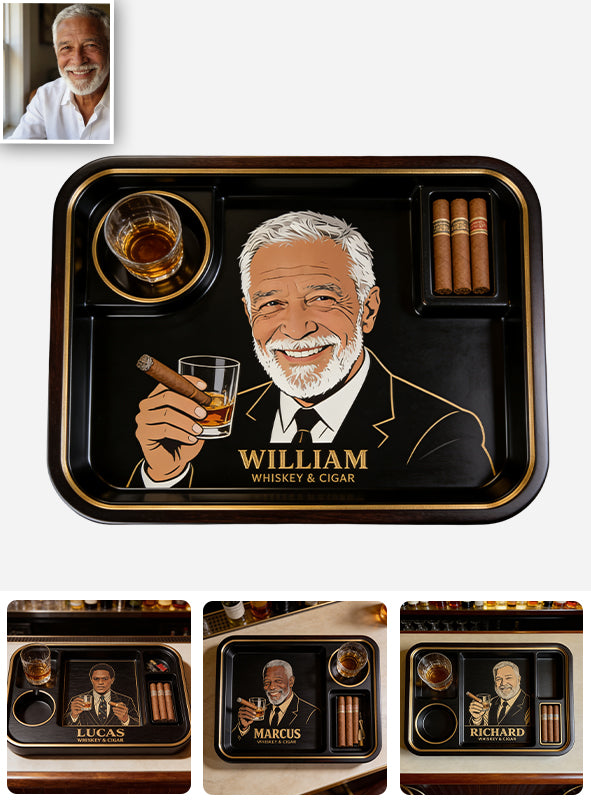 Whiskey et Cigare - Plateau à Whisky Personnalisé