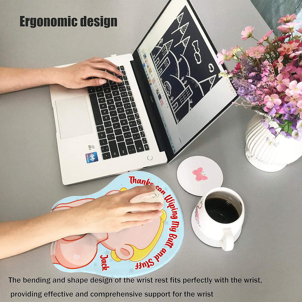 Funny Dad Gift - Dear Dad Thanks for Wiping My Butt and Stuff - Personalized Father 3D Mouse Pad