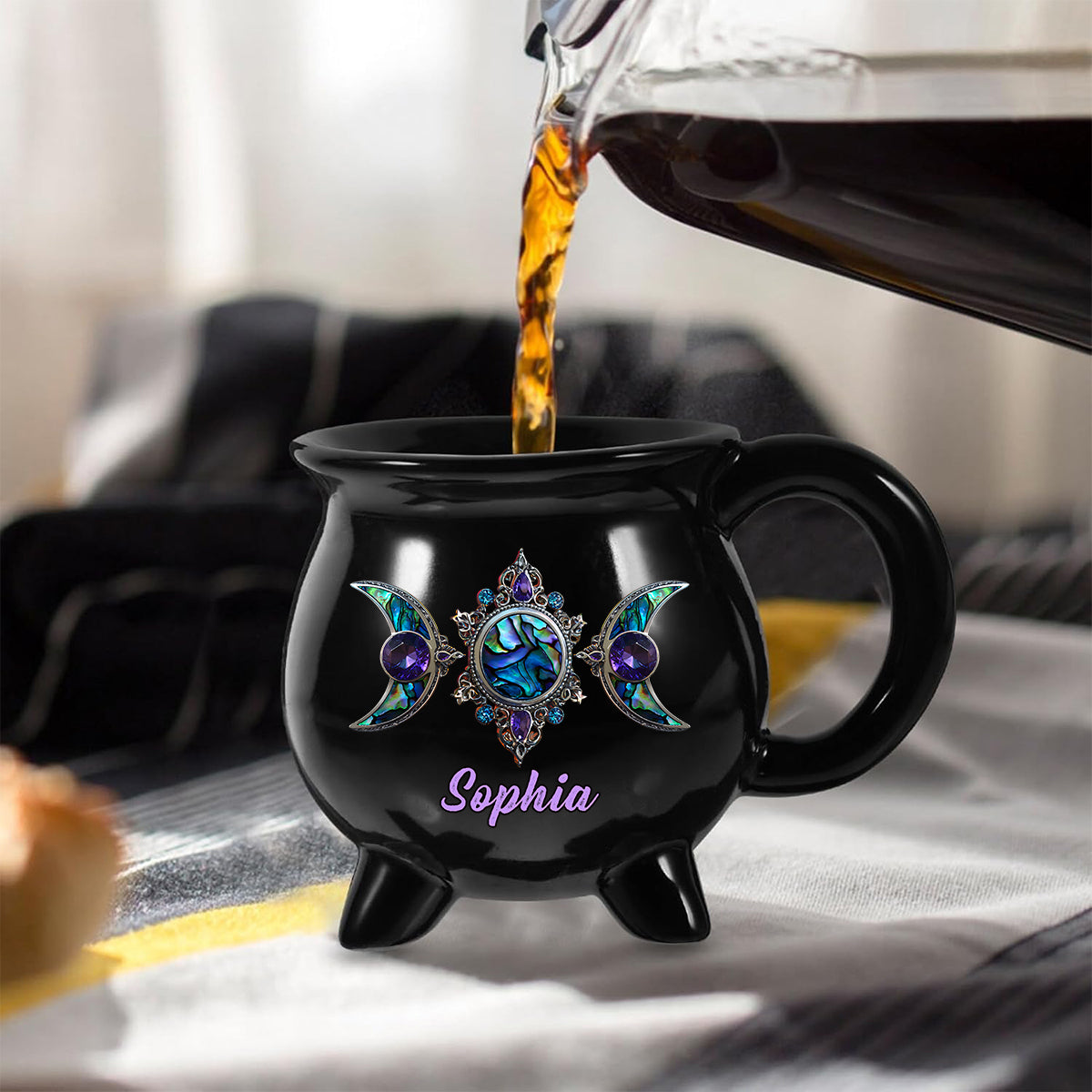 Mug Chaudron de Sorcière Personnalisé - Triple Lune Magnifique