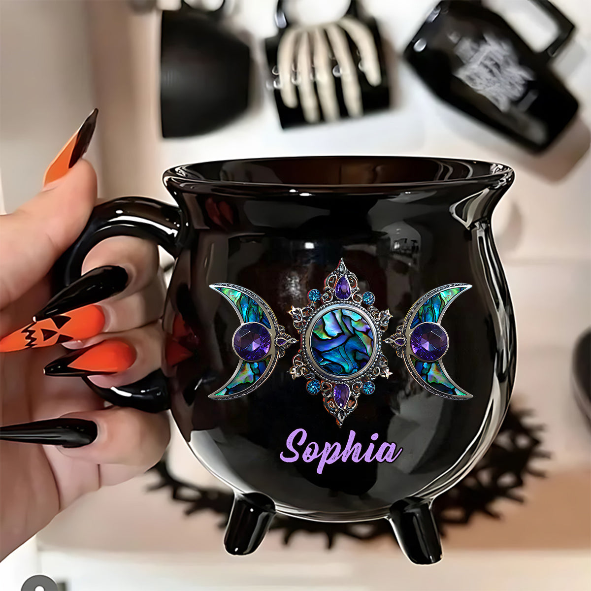 Mug Chaudron de Sorcière Personnalisé - Triple Lune Magnifique