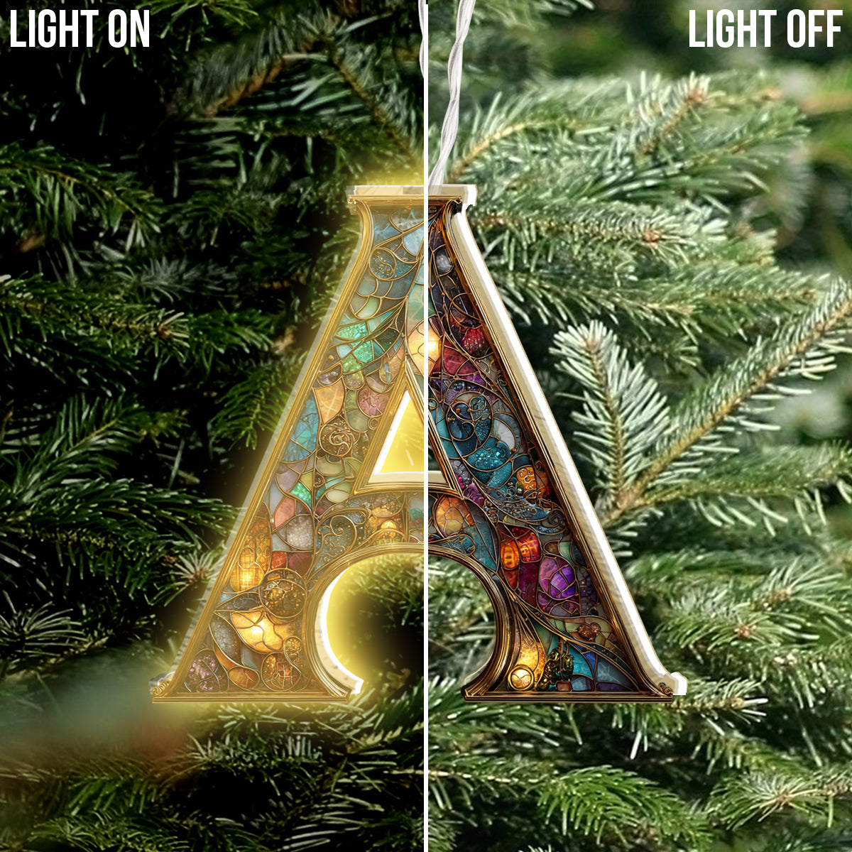 Initiales colorées - Ornement lumineux LED personnalisé pour la famille