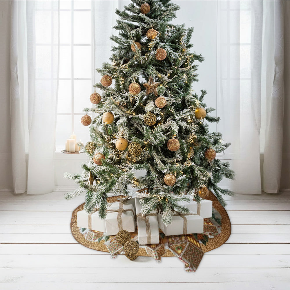 Maison en pain d'épice de Noël - Jupe de sapin personnalisée en forme de maison de Noël