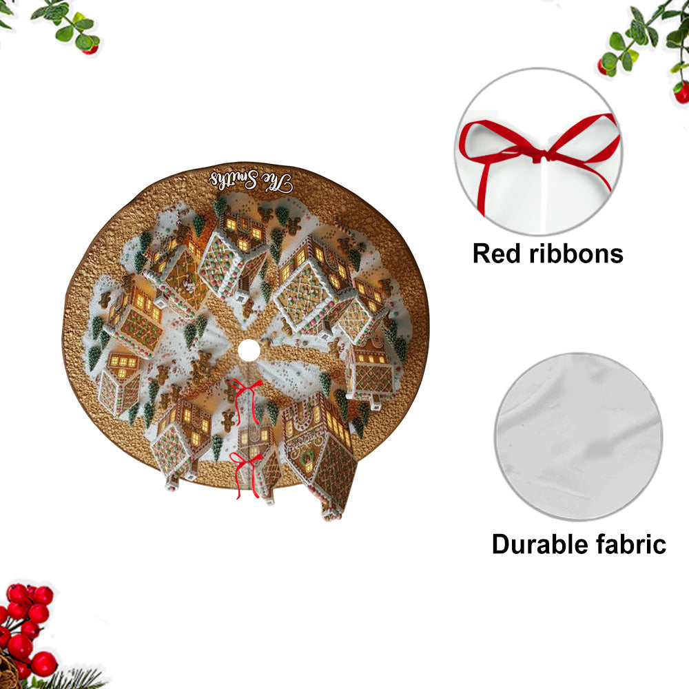 Maison en pain d'épice de Noël - Jupe de sapin personnalisée en forme de maison de Noël