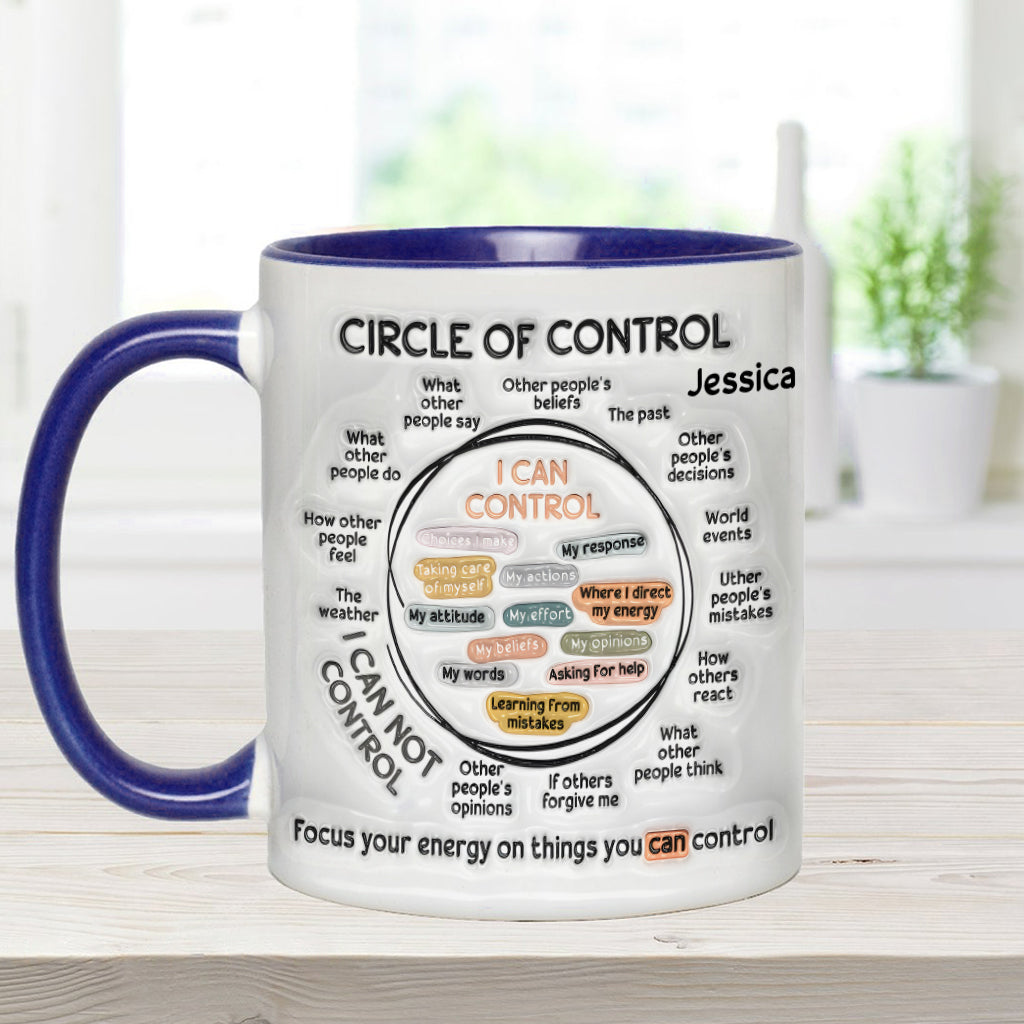 Cercle de contrôle, concentrez votre énergie sur ce que vous pouvez contrôler - Mug personnalisé pour la sensibilisation à la santé mentale