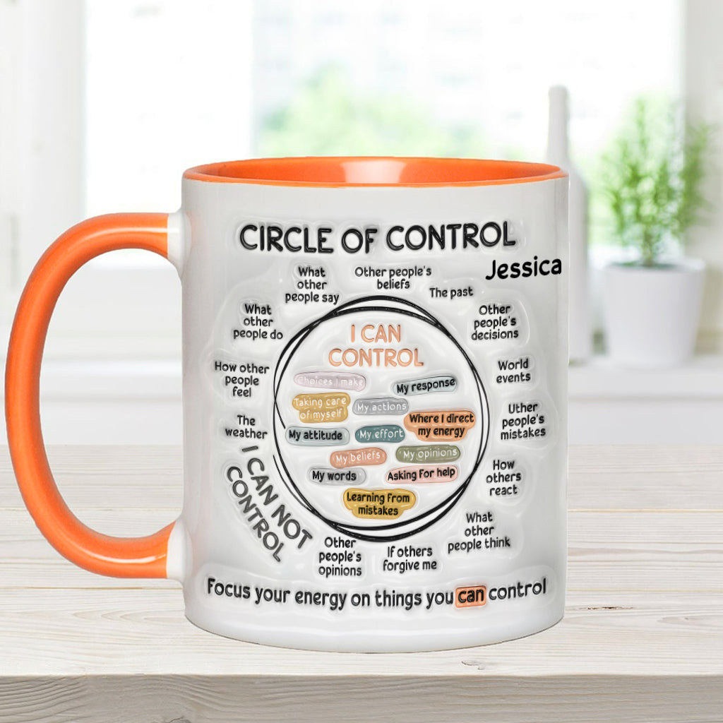 Cercle de contrôle, concentrez votre énergie sur ce que vous pouvez contrôler - Mug personnalisé pour la sensibilisation à la santé mentale