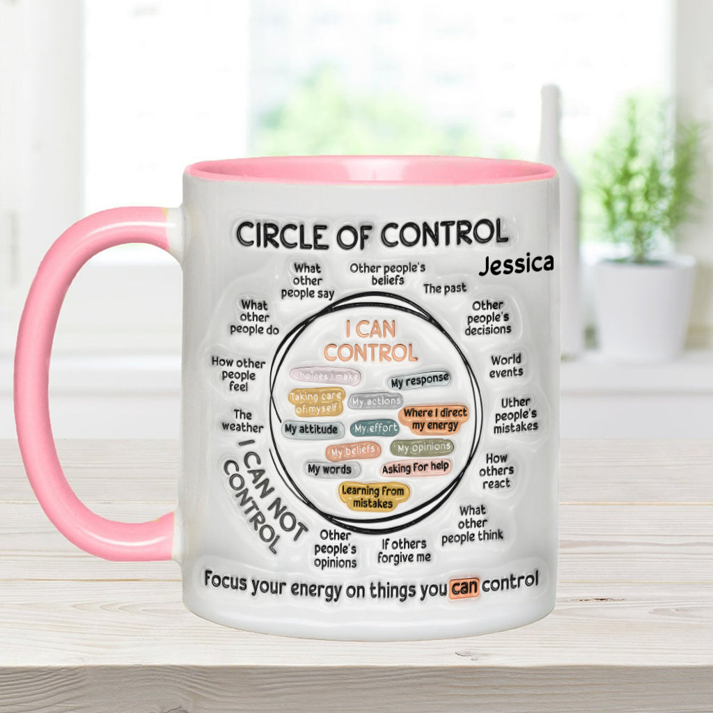 Cercle de contrôle, concentrez votre énergie sur ce que vous pouvez contrôler - Mug personnalisé pour la sensibilisation à la santé mentale