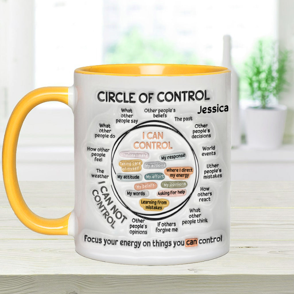 Cercle de contrôle, concentrez votre énergie sur ce que vous pouvez contrôler - Mug personnalisé pour la sensibilisation à la santé mentale