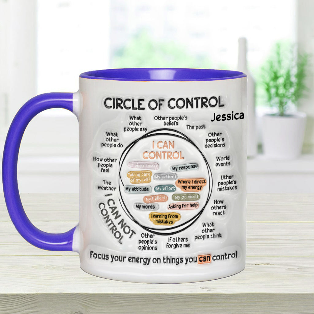 Cercle de contrôle, concentrez votre énergie sur ce que vous pouvez contrôler - Mug personnalisé pour la sensibilisation à la santé mentale