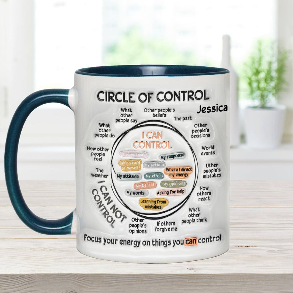 Cercle de contrôle, concentrez votre énergie sur ce que vous pouvez contrôler - Mug personnalisé pour la sensibilisation à la santé mentale