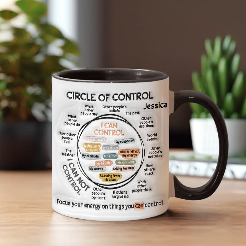 Cercle de contrôle, concentrez votre énergie sur ce que vous pouvez contrôler - Mug personnalisé pour la sensibilisation à la santé mentale