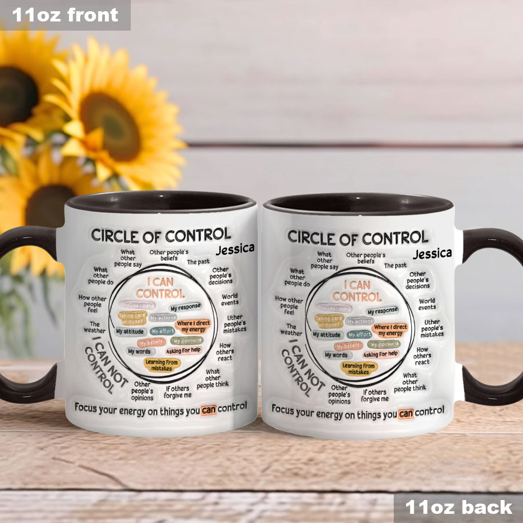 Cercle de contrôle, concentrez votre énergie sur ce que vous pouvez contrôler - Mug personnalisé pour la sensibilisation à la santé mentale