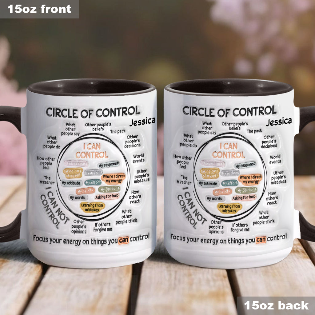 Cercle de contrôle, concentrez votre énergie sur ce que vous pouvez contrôler - Mug personnalisé pour la sensibilisation à la santé mentale