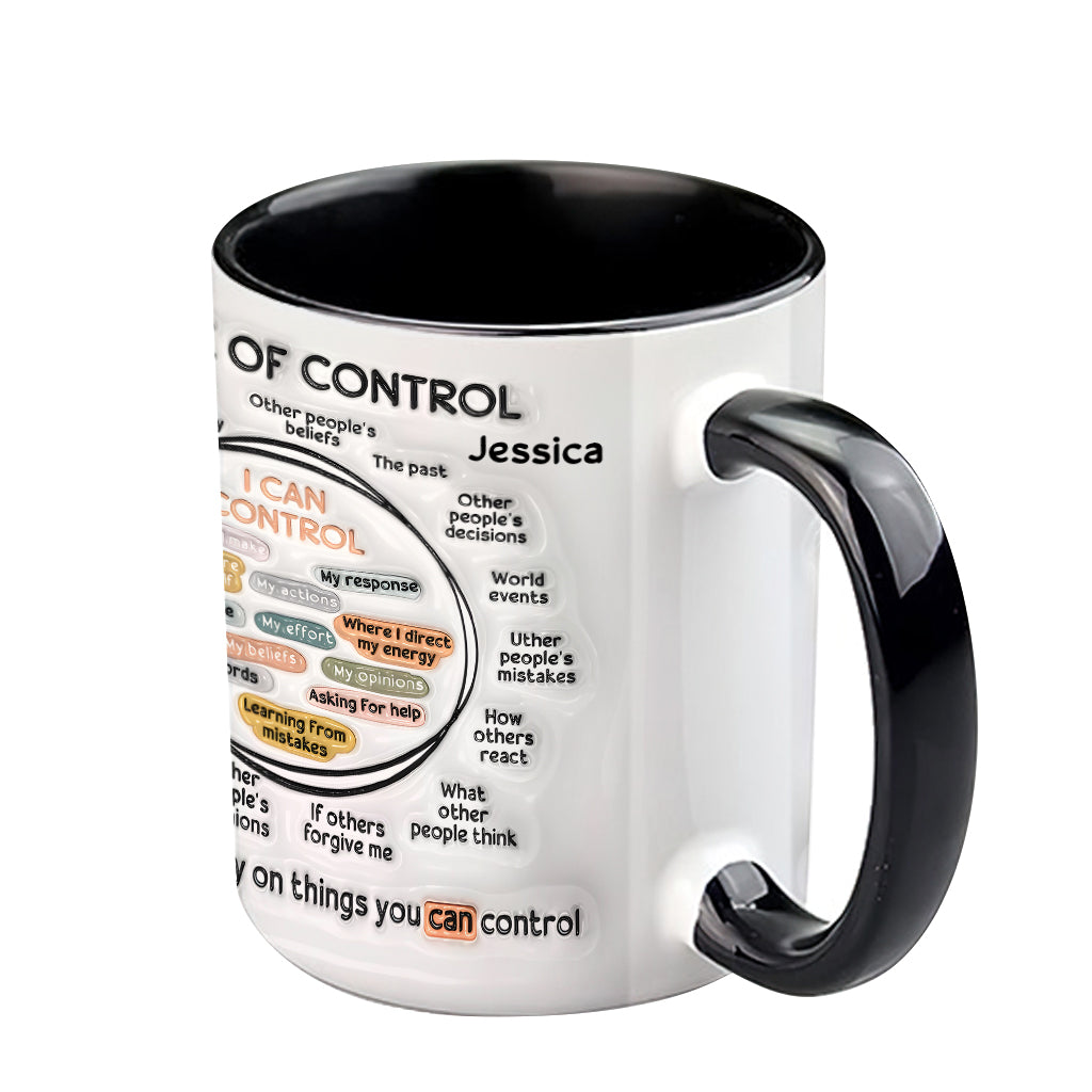Cercle de contrôle, concentrez votre énergie sur ce que vous pouvez contrôler - Mug personnalisé pour la sensibilisation à la santé mentale