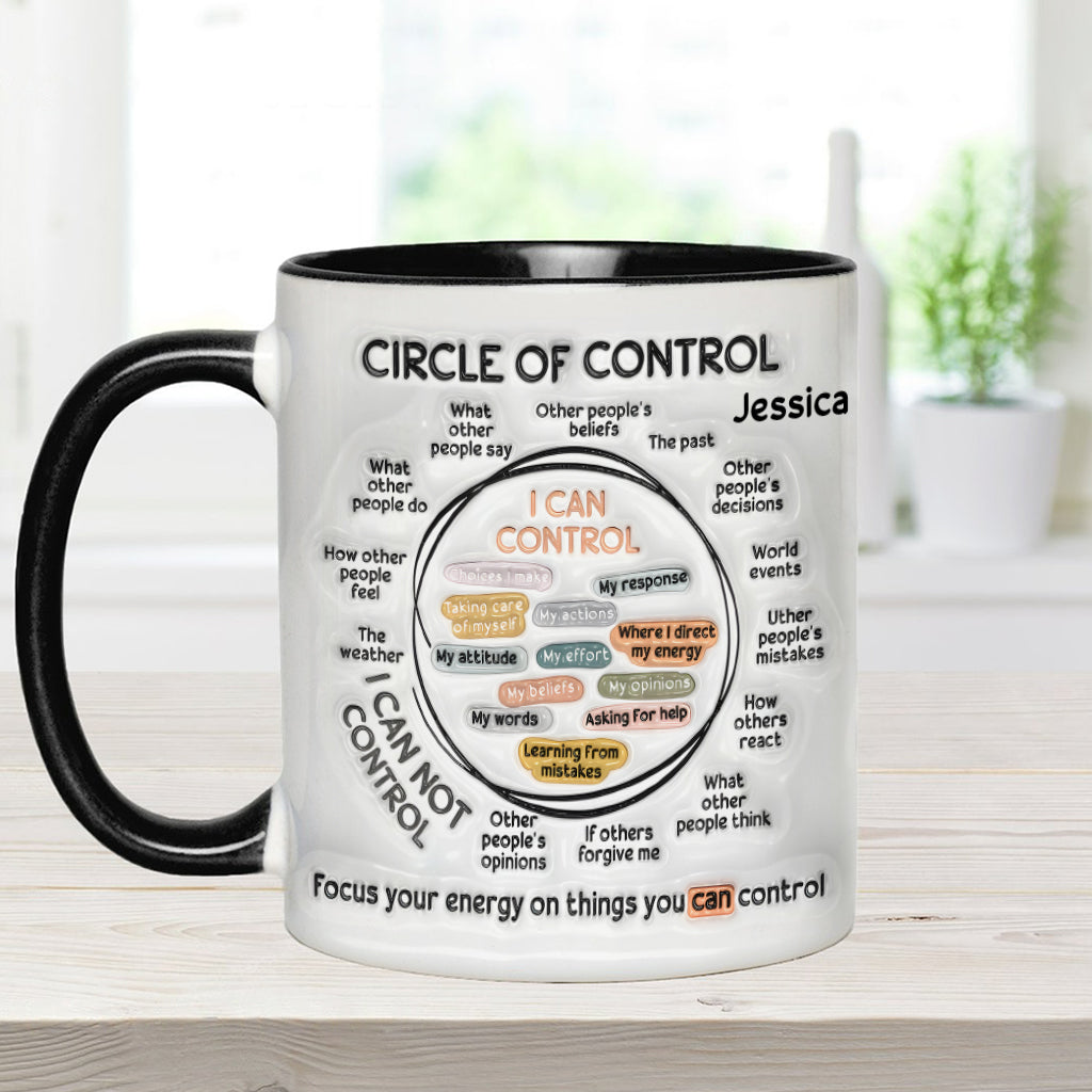 Cercle de contrôle, concentrez votre énergie sur ce que vous pouvez contrôler - Mug personnalisé pour la sensibilisation à la santé mentale