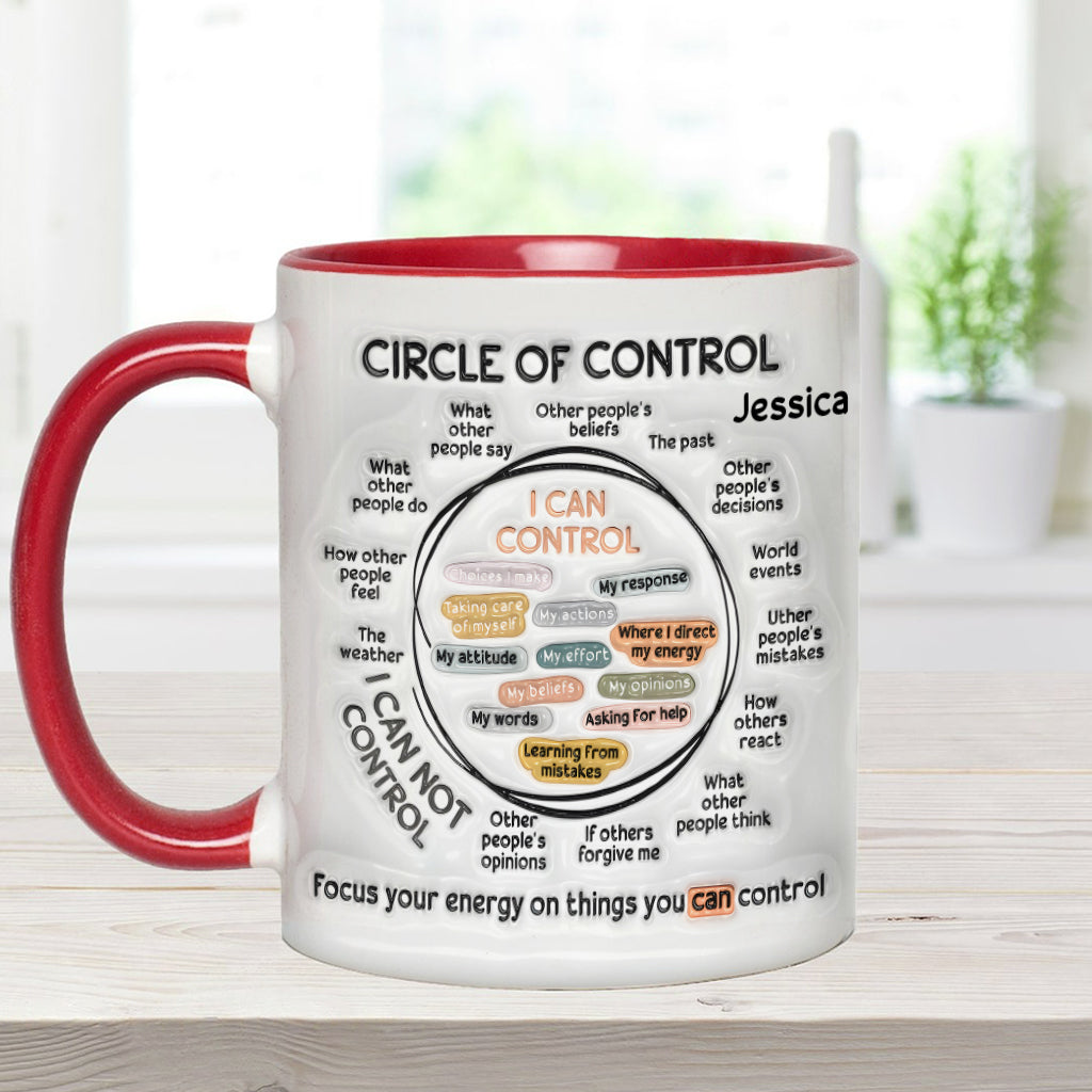 Cercle de contrôle, concentrez votre énergie sur ce que vous pouvez contrôler - Mug personnalisé pour la sensibilisation à la santé mentale