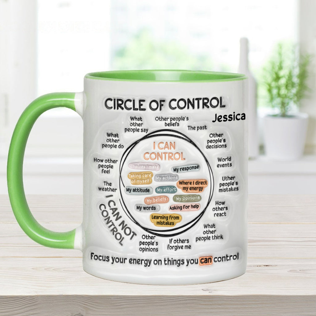 Cercle de contrôle, concentrez votre énergie sur ce que vous pouvez contrôler - Mug personnalisé pour la sensibilisation à la santé mentale