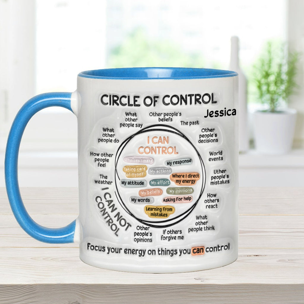 Cercle de contrôle, concentrez votre énergie sur ce que vous pouvez contrôler - Mug personnalisé pour la sensibilisation à la santé mentale