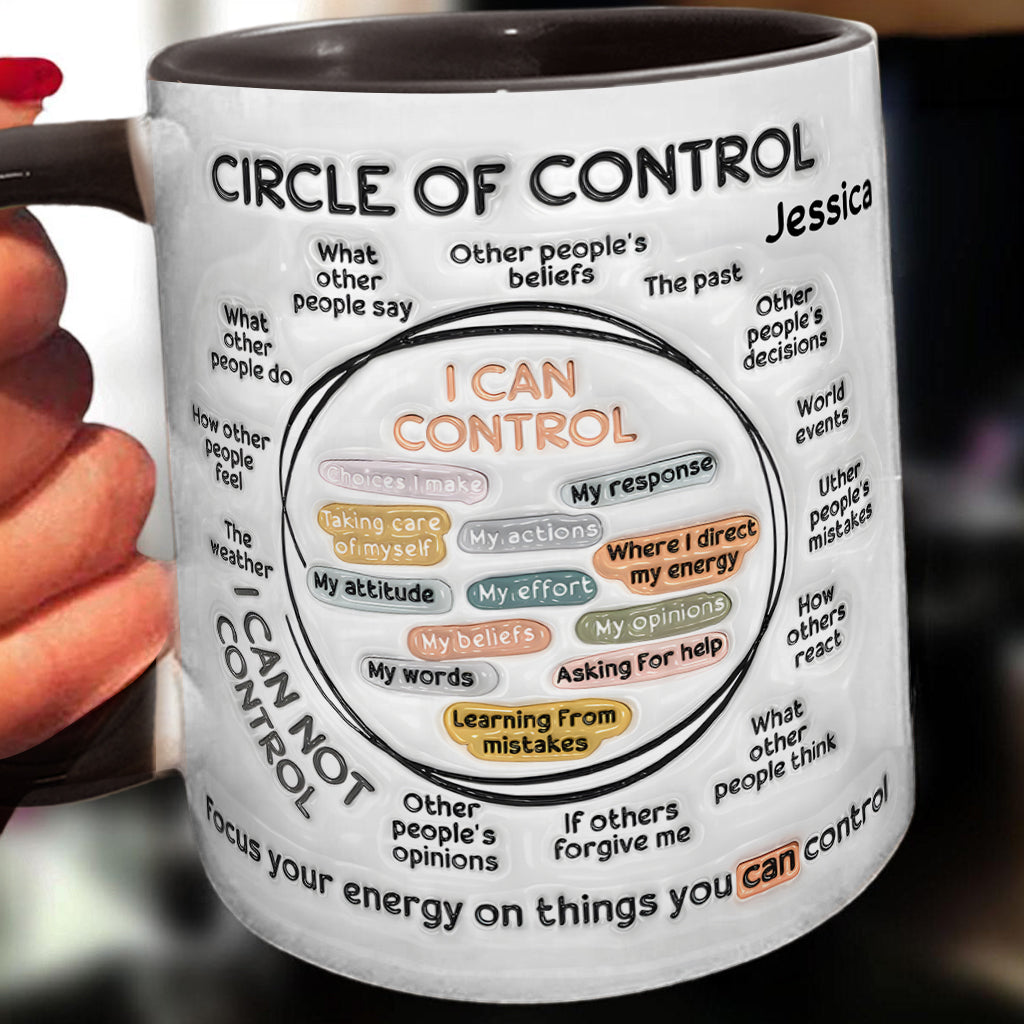Cercle de contrôle, concentrez votre énergie sur ce que vous pouvez contrôler - Mug personnalisé pour la sensibilisation à la santé mentale