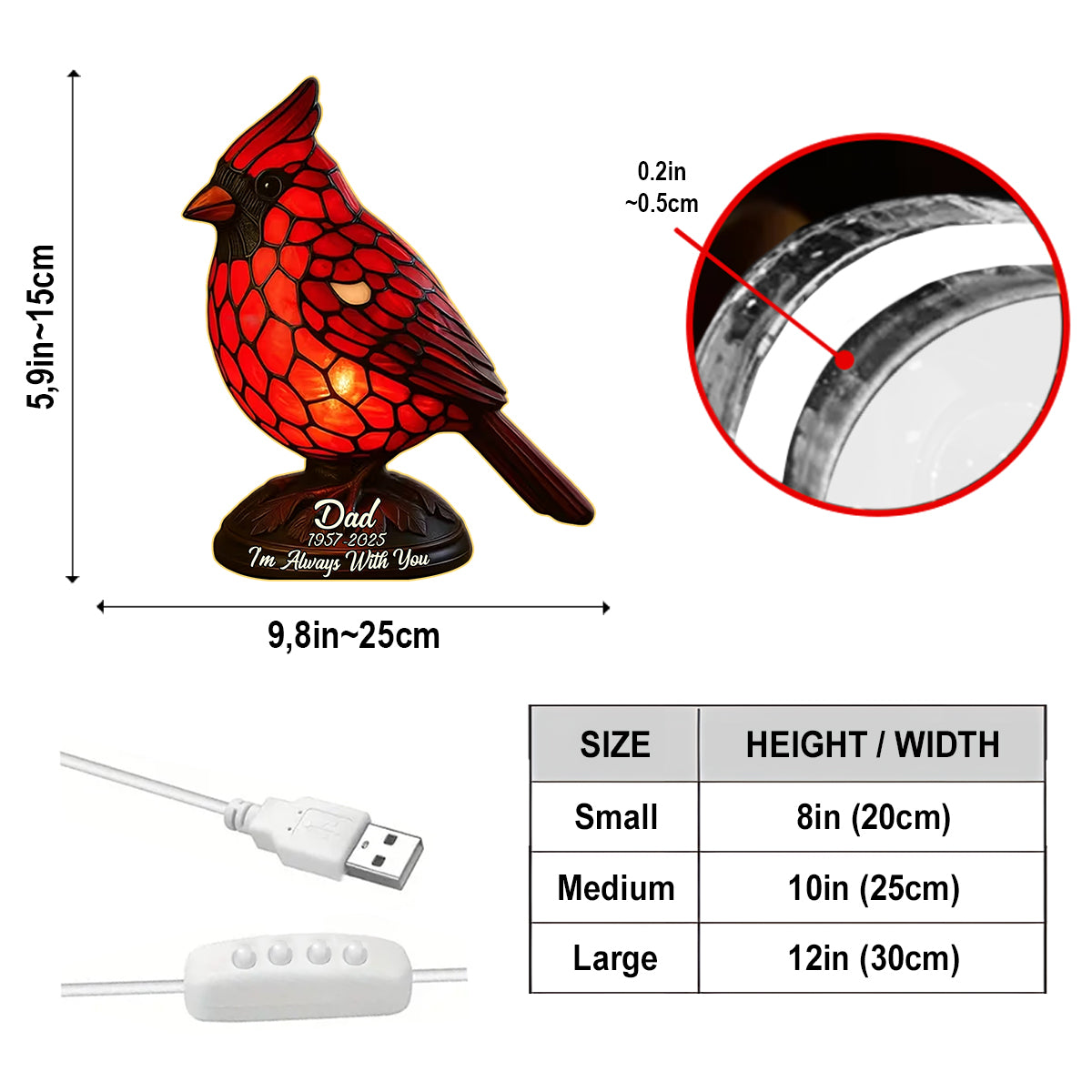 Je suis toujours avec toi - Veilleuse LED personnalisée en acrylique - Souvenir
