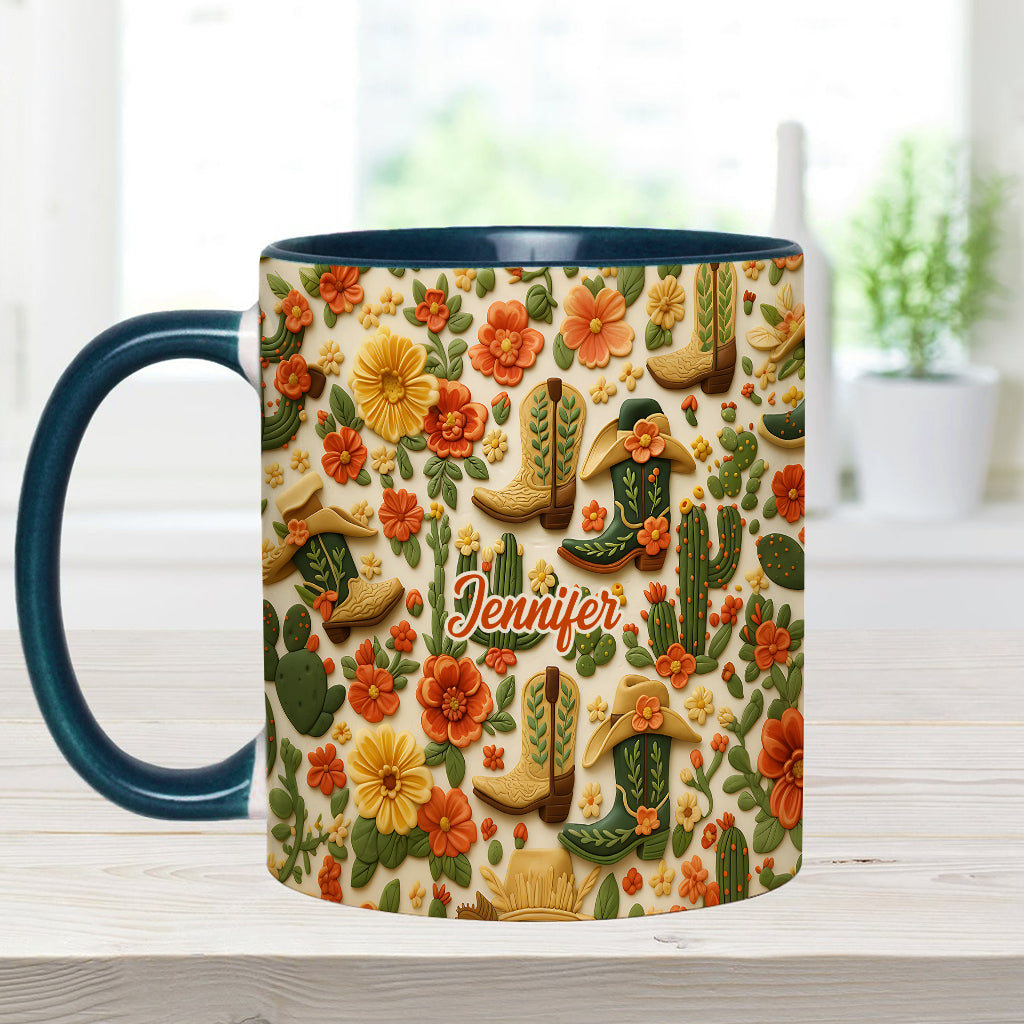 Bottes de cowgirl Cactus - Mug personnalisé à motif cowgirl