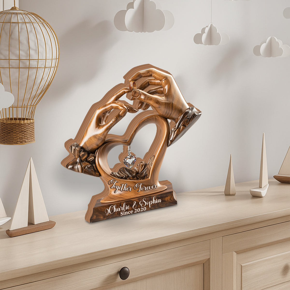 Fiançailles, anniversaire de mariage - Plaque en bois personnalisée pour couple - Plaque en bois sur mesure