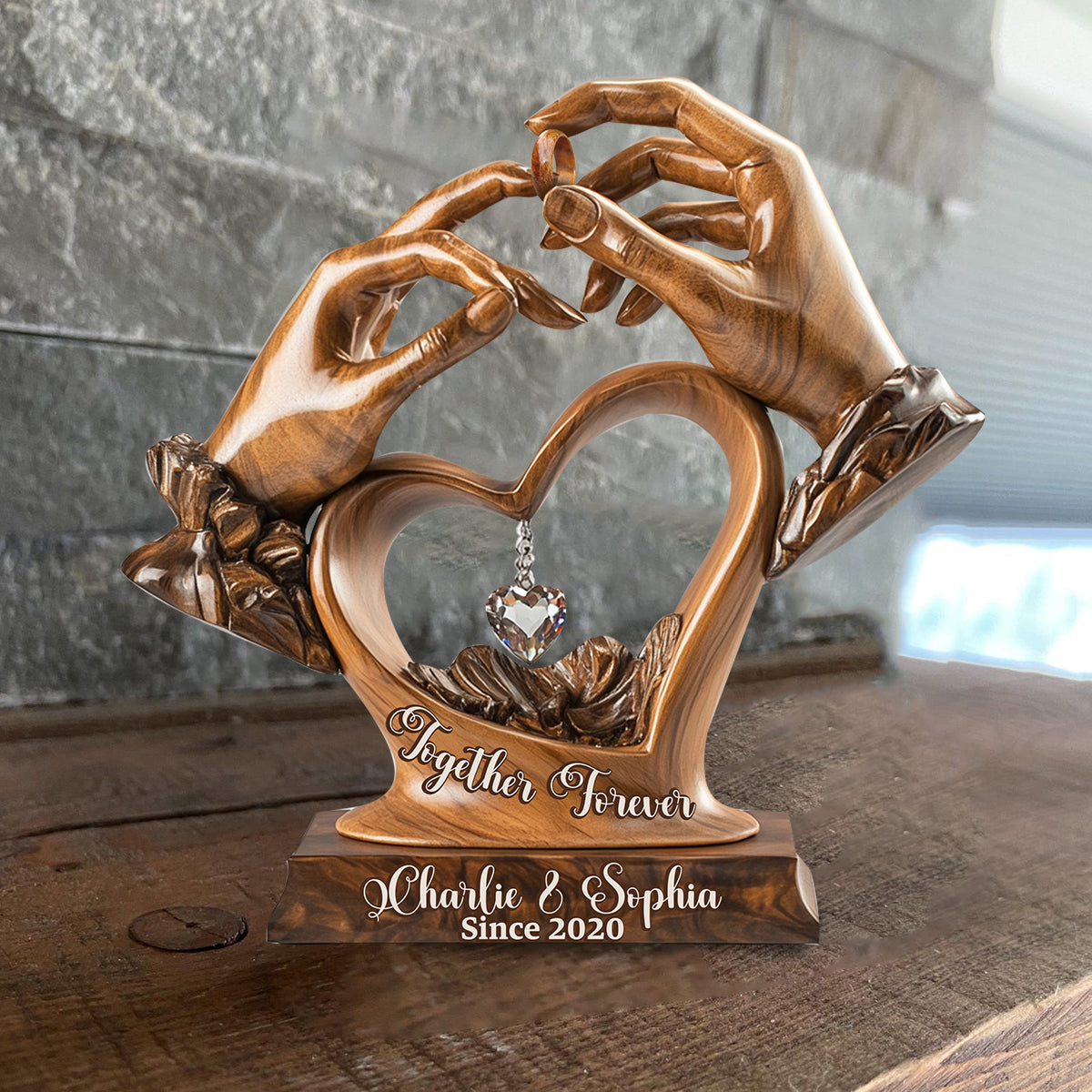 Fiançailles, anniversaire de mariage - Plaque en bois personnalisée pour couple - Plaque en bois sur mesure